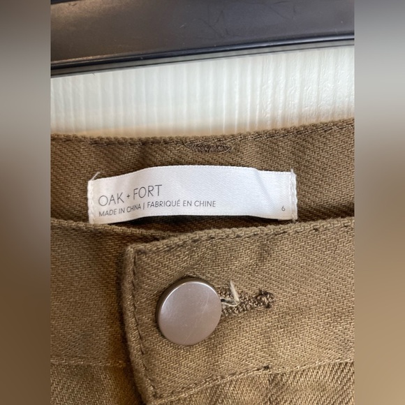 Oak and Fort Twill Pleated Barrel leg Olive Brown Pants - Picture 9 of 10